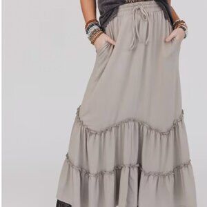 Tiered Maxi Boho Skirt by Three Bird Nest NWT Long Length L